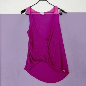 Silence + Noise Purple Pink Twisted Front Summer Rayon Blend Tank Top P3709